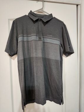 Travis Mathew Men's Dark Gray Striped Polo